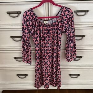 Simply Southern Floral Pink and Navy Dress